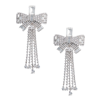 Chinese Valentines Day gift] self-portrait 2024 autumn and winter silver bow tassel drop earrings earrings