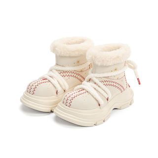 Ouder 雪地靴女冬季新款真皮羊毛靴子厚底增高防水防滑大头鞋棉鞋