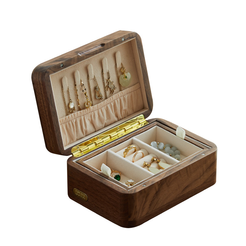 Nalando good jewelry box walnut portable