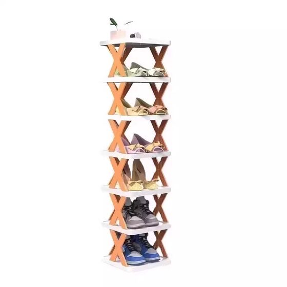 Folding small narrow shoe rack for home, multi-layer storage artifact