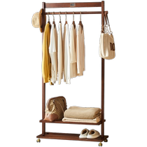 Clothes rack bedroom floor-standing solid wood clothes rack living room home entrance removable space-saving home coat and hat rack