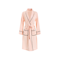 Ice Silk Pajamas Womens Spring and Autumn 2024 New Satin Morning Robe Home Clothes Mid-Length Bathrobe Bathrobe Nightgown