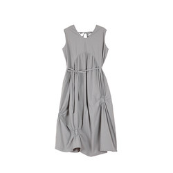 ພາກທີ 2 Episode 2 Retro Smoke Grey Yamamoto Style Curved Partition Irregular Sunflower Pleated Vest Dress