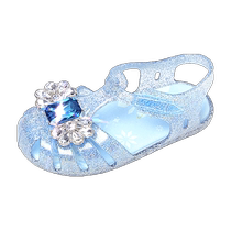 Snoffy girls sandals Elsa crystal princess shoes 2024 summer new baby shiny jelly shoes