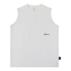 @江泽literary men 240g heavy embroidery pure cotton sleeveless t-shirt men's summer Japanese loose sports waistcoat vest