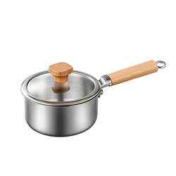 British Mingjue Non-Coated Thickened Stainless Steel Baby Food Pot, Small Milk Pot, Household Steamer, Frying and Cooking All-In-One