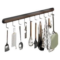 Kitchen hook without punching pot and spatula hook pot rack cross bar storage rack spoon and shovel hanging rod under the cabinet