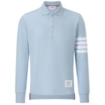 THOM BROWNE Homme Spring Summer Four Striped Cotton Long Sleeve Polo Shirt