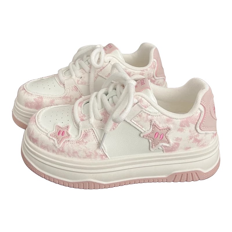White shoes, girls' shoes, 2026 popular children's sports shoes, new casual shoes, girls' sneakers, thick-soled students' spring