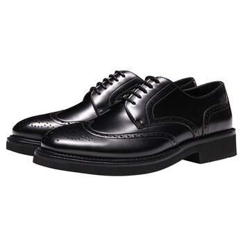 Lightweight and soft thick-soled brogue carved derby shoes for men