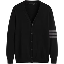 Peacebird Men's Spring Striped V-neck Cardigan Fashion Sweater Men B1EAC3127