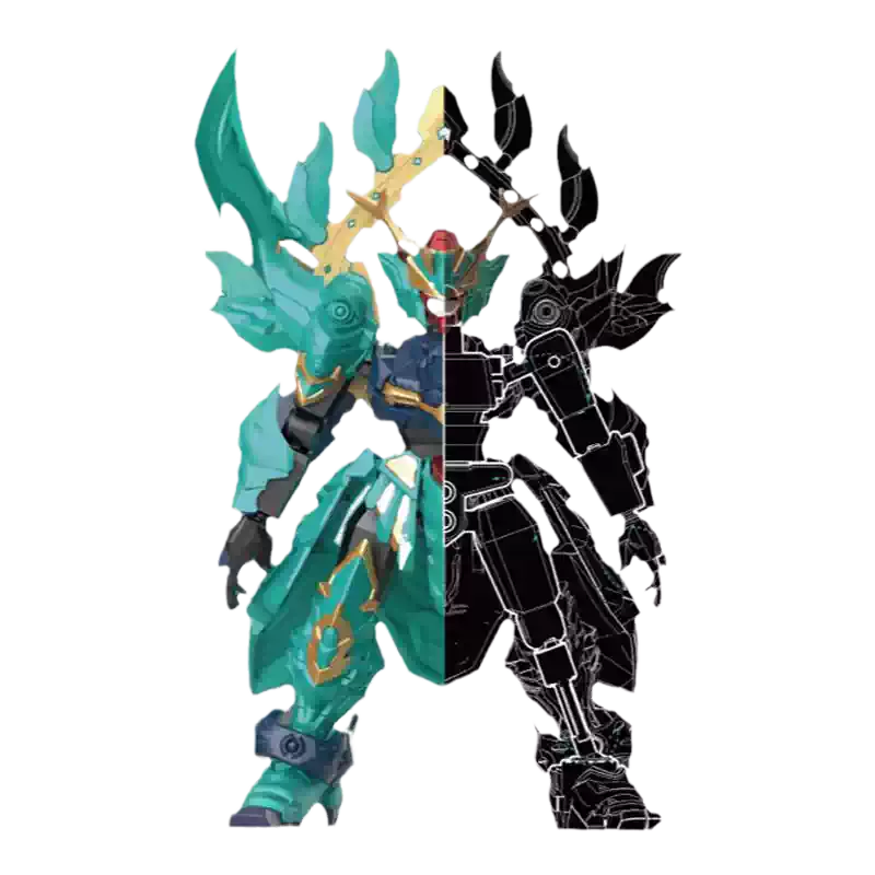 森寶積木英雄藏道模型源靈戰紀青龍濁影積木人潮玩積木拼裝玩具6歲以上