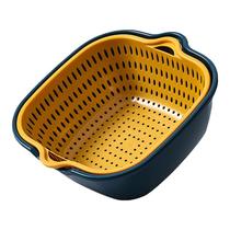 Double Couche Bassin de lavage Panier de fruits Panier de fruits multifonctions Maison de la Pan Cuisine New Kitchen Wash Basket Naughty Basket Naughty Basket