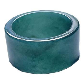 Natural jade square ring blue green sky sea blue floating flowers