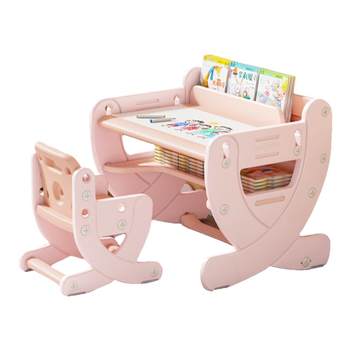 Childlike and childlike children's table and chair set can be raised and lowered