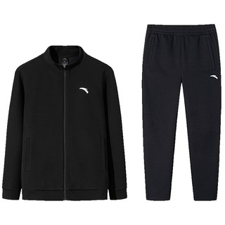 安踏运动套装男装冬季2025新款跑步训练外套长裤加绒保暖两件套男