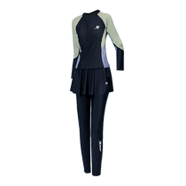 Xtep parent-child swimsuit mother-daughter split long-sleeved 2024 new slim and conservative medium-sized and large childrens girls surfing wetsuit
