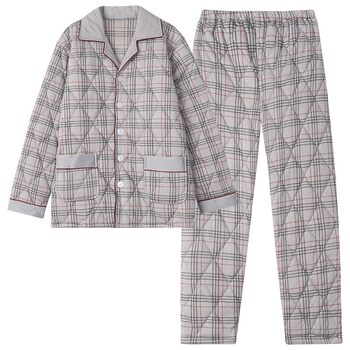 2025 pure cotton quilted pajamas men's autumn and winter thickened warm three-layer large size clothing home clothing full cotton suit
