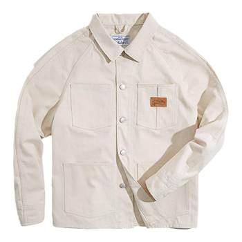 Madden Workwear French Retro Hunting Suit Casual White Denim Jacket Shirt Slim Top American Jacket Men's Fashion