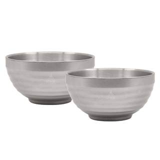 Luteng outdoor stainless steel dining bowl double layer anti-scalding