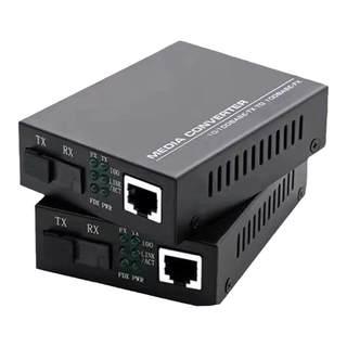 千兆光纤收发器单模单纤百兆光纤收发器一对SC光纤线转网线接口转换器网络视频监控信号电源光纤光电转换器