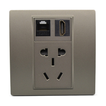 Dark gray Category 6 network HDMI with five-hole socket 5-hole plus Gigabit computer TV network cable HD cable panel