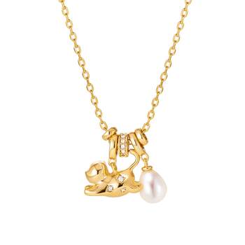 Amberlollipop pearl cat necklace