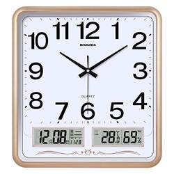 Household Square Wall Clock, Living Room Clock, Modern Clock, Wall-Mounted, Simple and Stylish, Electronic Calendar Wall Clock, Quartz Clock