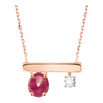 Caibai Jewelry 18K Gold Colorful Necklace Light Luxury Fashion Rose Gold Ruby Clavicle Chain Chain Tag for Gifting