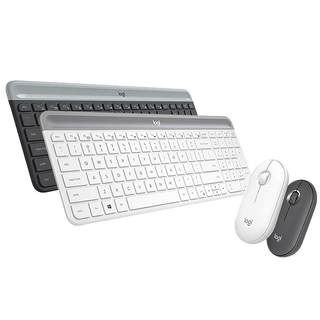 Logitech mk470 wireless keyboard and mouse set office business desktop computer notebook girl white mute