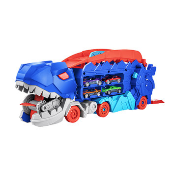 ເດັກນ້ອຍ Tyrannosaurus rex ໄດໂນເສົາ swallowing rail car toy deformation sliding ejection alloy car 2 boys 3-6 years old