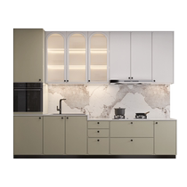 Gold Kitchen Cabinet Package Kitchen Cabinet Overall Cupboard Custom Quartz Stone Countertop Hearth integrated cabinet Composition