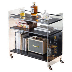 Acrylic side table trolley storage cabinet second-hand living room mobile coffee house bedside table internet celebrity ins transparent