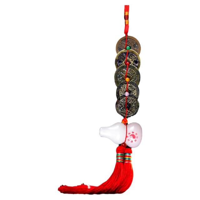 Authentic Five Emperors Coins Threshold Pressing Pendant White Jade Gourd