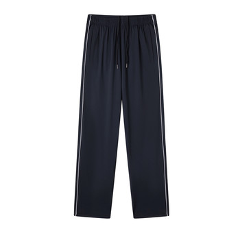 Summer ice silk quick-drying straight school uniform pants with one stripe