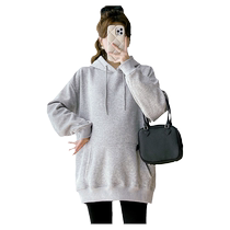 Maternity clothing autumn clothing 2024 new Korean style hooded pullover sweatshirt jacket for women autumn and winter large size long-sleeved hoodie top