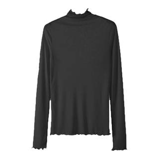 堆堆领性感薄款透视网纱长袖T恤女2025年春夏新款内搭上衣打底衫