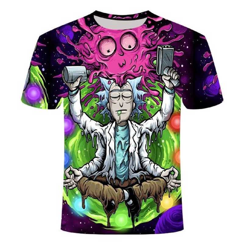Rick and Morty Themed 3D Printed T-Shirt with Classic Cartoon Character Designs, Unisex Casual Short-Sleeve Rick and Morty Themed 3D Printed T-Shirt with Classic Cartoon Character Designs, Unisex Casual Short-Sleeve