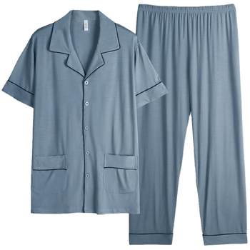 Xuanliang ຜູ້ຊາຍ pajamas modal summer ບາງ, trousers ສັ້ນແຂນສັ້ນຂະຫນາດໃຫຍ່, cardigan ວ່າງເຮືອນໃສ່ຊຸດ summer