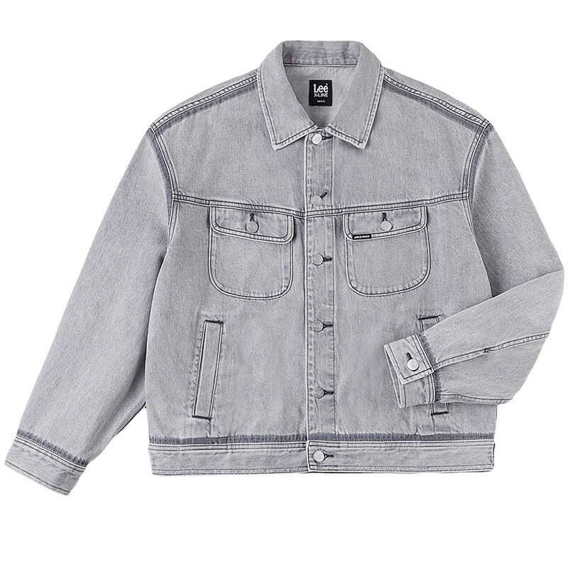 Lee26 spring and summer new product comfortable version lapel light gray men's and women's same style knight denim jacket casual trend