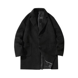 ເສື້ອກັນໜາວຜູ້ຊາຍໃສ່ເສື້ອກັນໜາວ Woolen windbreaker thickened warm mid-length coat Korean version versatile trendy couple casual coat woolen