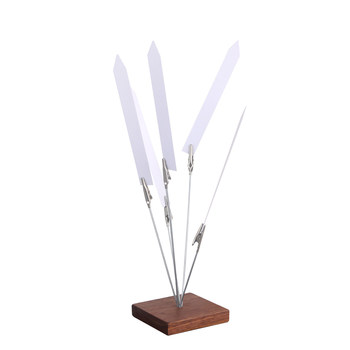 [5-Head]Walnut Wood Base Desktop Photo Holder Memo Clip Multi-Head Clip Office Desk Decoration Storage Clip