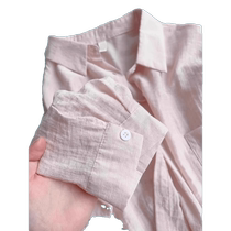 Pink Tencel Linen Sunscreen Shirt Womens Summer Thin Lazy Style Long-Sleeved Shirt Cardigan Suspender Top