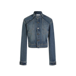 Three Quarters 23AW Retro Washed Denim Jacket Women's Cropped Top