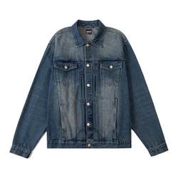DIMC washed retro denim jacket heavy industry loose short casual jacket for boys