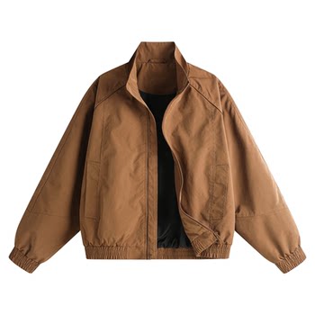 Trendy american retro workwear stand collar bomber jacket