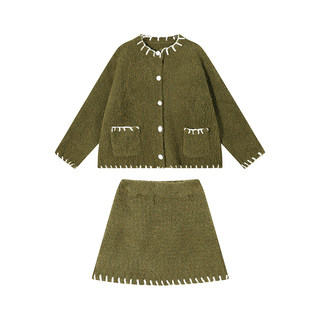 Wu tongtong contrast color long-sleeved knitted wool jacket