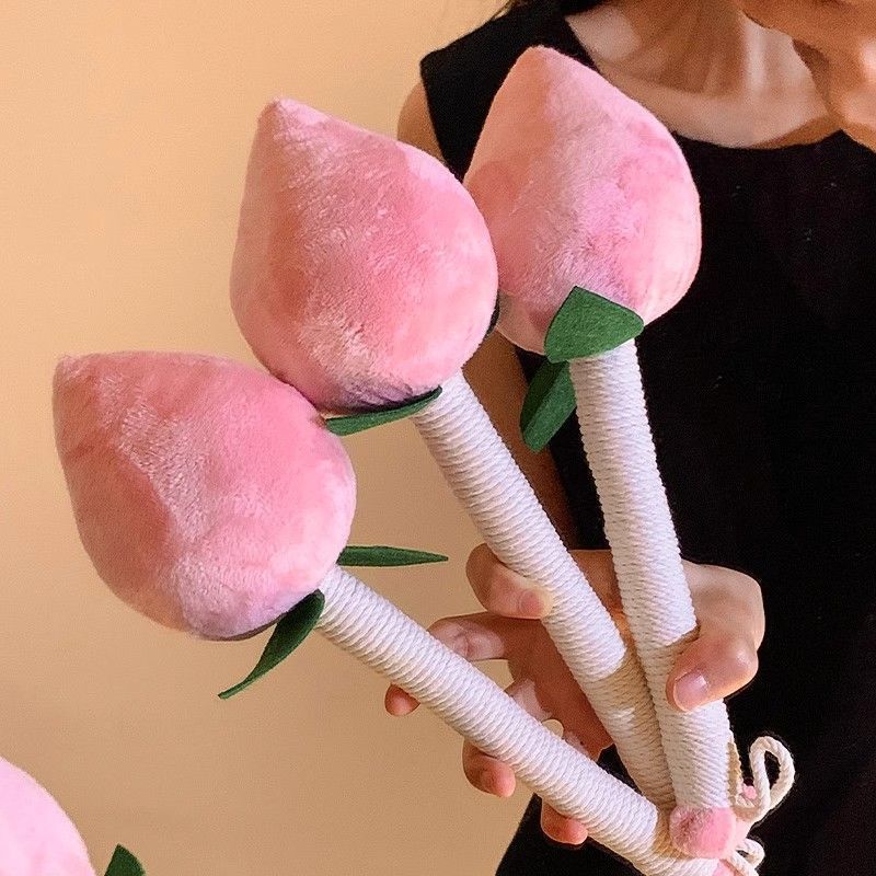Peach-Shaped Mugwort Health Hammer for Massage and Tapping, Soft Plush, Women's Day Gift, Cute Cartoon Plush Massage Hammer