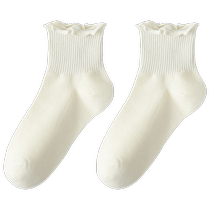 Lace Socks Womens Summer Thin Sweat-Absorbent Breathable Solid Color Cotton Socks Summer Girls Sports Deodorant Medium and Short Socks