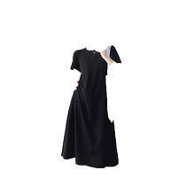 Maternity Summer Dress 2024 New Fashion Loose Round Neck Thin Belly Covering Slim Casual Long Skirt